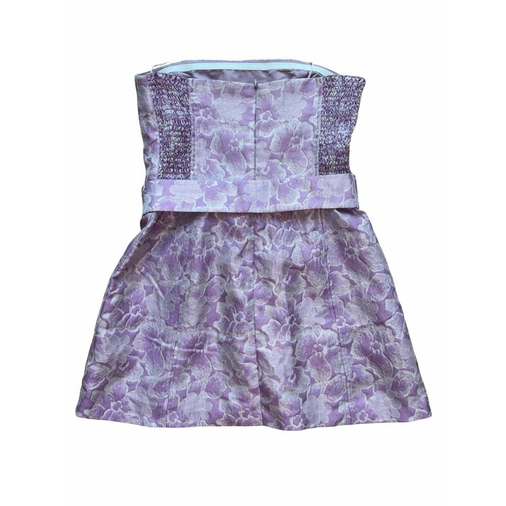 Amanda Uprichard Fae Mini Dress Lavender Brocade Light Purple Strapless Sheath M - Picture 3 of 9